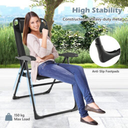 Costway Garden Folding Camping Chairs Set Of 2 Portable Outdoor Recliner W/ 7-Level Backrest - thumbnail 7