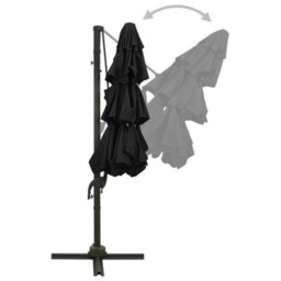 Walplus 4-Tier Garden Parasol With Aluminium Pole Black 3X3 M - thumbnail 5
