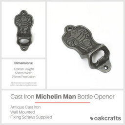 Oakcrafts - Antique Cast Iron Michelin Man Wall Mounted Bottle Opener - thumbnail 2