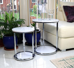 Aspect Furniture Terni Set Of 2 Tables, Glossy White Wooden Tops And Base - thumbnail 8