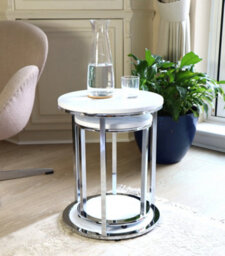 Aspect Furniture Terni Set Of 2 Tables, Glossy White Wooden Tops And Base - thumbnail 9