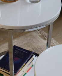 Aspect Furniture Terni Set Of 2 Tables, Glossy White Wooden Tops And Base - thumbnail 7