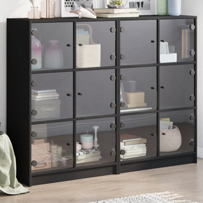 Berkfield Bookcase With Doors Black 136X37X109 Cm Engineered Wood - image 1
