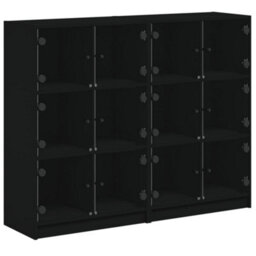 Berkfield Bookcase With Doors Black 136X37X109 Cm Engineered Wood - thumbnail 2