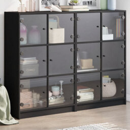 Berkfield Bookcase With Doors Black 136X37X109 Cm Engineered Wood - thumbnail 1