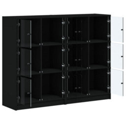 Berkfield Bookcase With Doors Black 136X37X109 Cm Engineered Wood - thumbnail 6