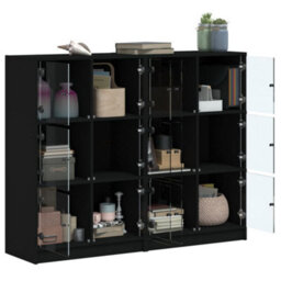 Berkfield Bookcase With Doors Black 136X37X109 Cm Engineered Wood - thumbnail 4