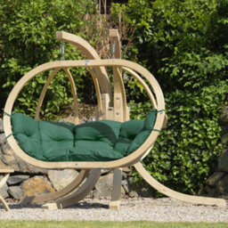 Amazonas Globo Royal Wooden Double Hanging Egg Chair Set Verde - thumbnail 2