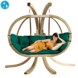 Amazonas Globo Royal Wooden Double Hanging Egg Chair Set Verde