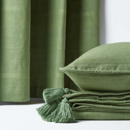 Homescapes Cotton Rajput Ribbed Dark Olive Throw, 150 X 200Cm - thumbnail 6