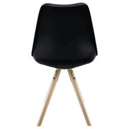 Fusion Living Soho Black Plastic Dining Chair With Pyramid Light Wood Legs - thumbnail 4