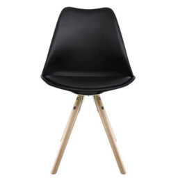 Fusion Living Soho Black Plastic Dining Chair With Pyramid Light Wood Legs - thumbnail 7