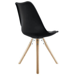 Fusion Living Soho Black Plastic Dining Chair With Pyramid Light Wood Legs - thumbnail 5