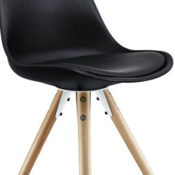 Fusion Living Soho Black Plastic Dining Chair With Pyramid Light Wood Legs - thumbnail 3