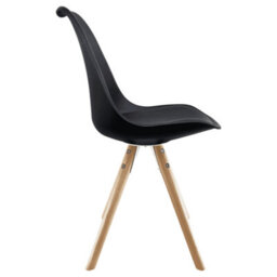 Fusion Living Soho Black Plastic Dining Chair With Pyramid Light Wood Legs - thumbnail 6