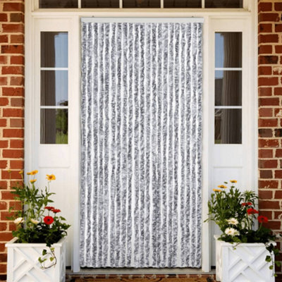 Vidaxl Insect Curtain White And Grey 90X200 Cm Chenille - image 1