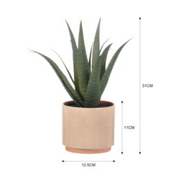 Terracotta 31Cm Aloe Plant Pot With Artificial Plant In Orange Ceramic Pot - thumbnail 6