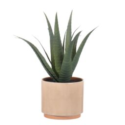 Terracotta 31Cm Aloe Plant Pot With Artificial Plant In Orange Ceramic Pot - thumbnail 2