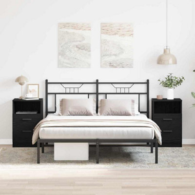 Berkfield Bedside Cabinets 2 Pcs Black Oak 40X35X65 Cm Engineered Wood - image 1