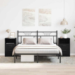 Berkfield Bedside Cabinets 2 Pcs Black Oak 40X35X65 Cm Engineered Wood - thumbnail 1