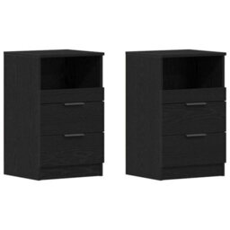 Berkfield Bedside Cabinets 2 Pcs Black Oak 40X35X65 Cm Engineered Wood - thumbnail 2