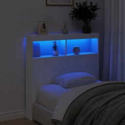 Berkfield Headboard Cabinet With Led White 100X17X102 Cm - thumbnail 4