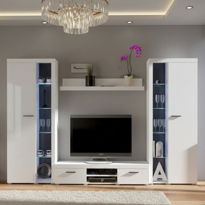 Rumba Xl Living Room Wall Unit White With Led Lighting - image 1