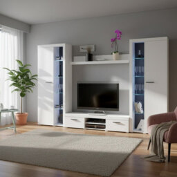 Rumba Xl Living Room Wall Unit White With Led Lighting - thumbnail 2