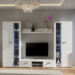 Rumba Xl Living Room Wall Unit White With Led Lighting - thumbnail 1