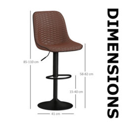 FURNOLD Set Of 2 Faux Leather Bar Stools With Footrest - thumbnail 7