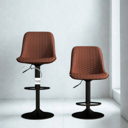 FURNOLD Set Of 2 Faux Leather Bar Stools With Footrest - thumbnail 3