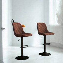 FURNOLD Set Of 2 Faux Leather Bar Stools With Footrest - thumbnail 2