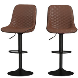 FURNOLD Set Of 2 Faux Leather Bar Stools With Footrest - thumbnail 8
