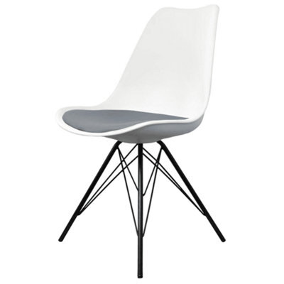 Fusion Living Soho White And Dark Grey Plastic Dining Chair With Black Metal Legs - image 1