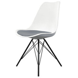 Fusion Living Soho White And Dark Grey Plastic Dining Chair With Black Metal Legs - thumbnail 1