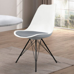 Fusion Living Soho White And Dark Grey Plastic Dining Chair With Black Metal Legs - thumbnail 2