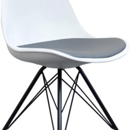 Fusion Living Soho White And Dark Grey Plastic Dining Chair With Black Metal Legs - thumbnail 4