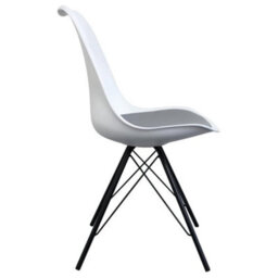 Fusion Living Soho White And Dark Grey Plastic Dining Chair With Black Metal Legs - thumbnail 5
