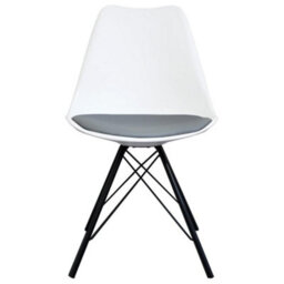 Fusion Living Soho White And Dark Grey Plastic Dining Chair With Black Metal Legs - thumbnail 6