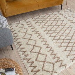 The Rugs Moroccan Shaggy Rugs And Runners Soft Fluffy Tribal Design High Pile Ivory And Beigeliving Room Kitchen Hallway 930 - thumbnail 5