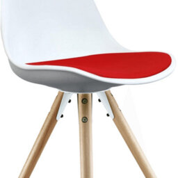 Fusion Living Soho White & Red Plastic Dining Chair With Pyramid Light Wood Legs - thumbnail 3