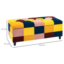 Homcom 114 X 47 X 47Cm Velvet Storage Ottoman, Button-Tufted Toy Chest - thumbnail 3