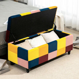 Homcom 114 X 47 X 47Cm Velvet Storage Ottoman, Button-Tufted Toy Chest - thumbnail 8