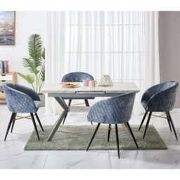 Life Interiors Set Of 2 Grey Vittorio Velvet Dining Chairs With Black Metal Legs, Quilted Design Modern Accent Chair - thumbnail 9