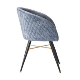 Life Interiors Set Of 2 Grey Vittorio Velvet Dining Chairs With Black Metal Legs, Quilted Design Modern Accent Chair - thumbnail 3