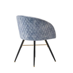 Life Interiors Set Of 2 Grey Vittorio Velvet Dining Chairs With Black Metal Legs, Quilted Design Modern Accent Chair - thumbnail 4