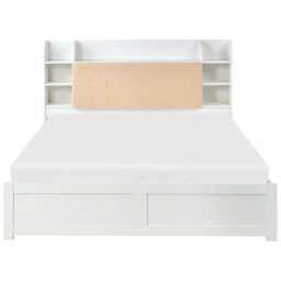 Beliani Bed With Storage Drawers Bizou 160 X 200 Cm (Eu King Size) White - thumbnail 5