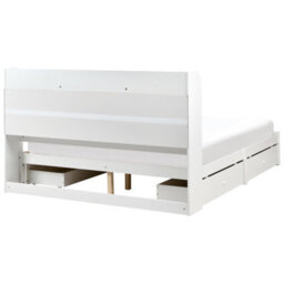 Beliani Bed With Storage Drawers Bizou 160 X 200 Cm (Eu King Size) White - thumbnail 6
