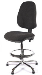 Chrome High Back Draughtsman Chair In Charcoal Fabric - thumbnail 2
