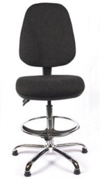 Chrome High Back Draughtsman Chair In Charcoal Fabric - thumbnail 3